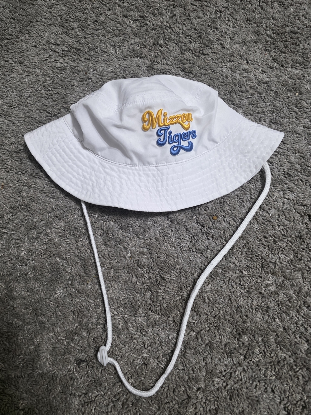 Mizzou Tigers White Unisex Bucket Hat with Chin Strap